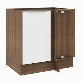 Balcão de Canto Madesa Lux 1 Porta (Sem Tampo) - Rustic/Branco Veludo