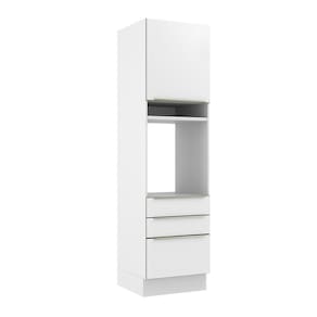 Torre Quente Madesa Lux 60 cm 1 Porta 3 Gavetas - Branco/Branco Veludo