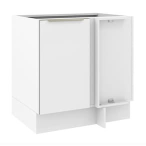Balcão de Canto Madesa Lux 1 Porta (Sem Tampo) - Branco/Branco Veludo