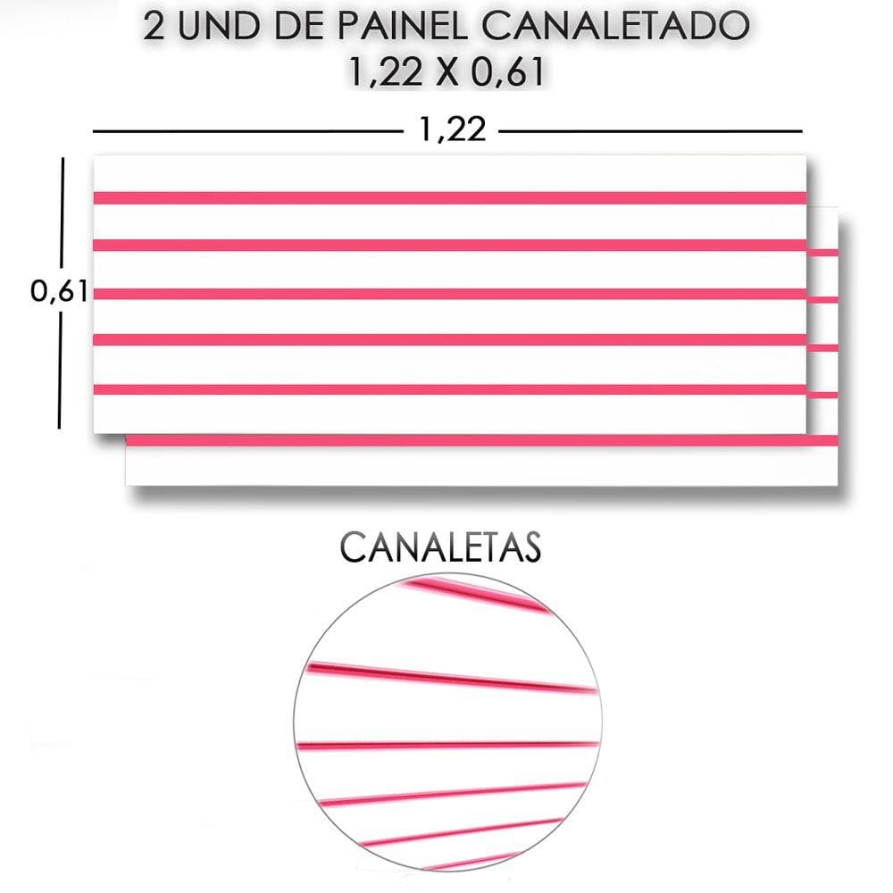 Painel Canaletado Branco 122x61 (2peças) +canaletas ROSA