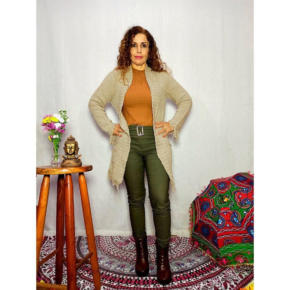 Cardigan Boho De Tricot Creme