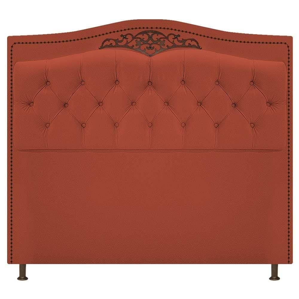 Cabeceira Estofada Yasmim 160 Cm Queen Size Suede Terracota