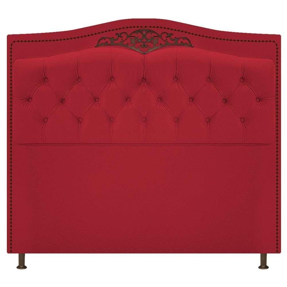 Cabeceira Estofada Yasmim 140 Cm Casal Suede Vermelho