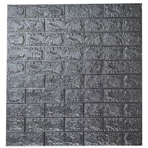 Kit 10 Placa Painel 3D Tijolo Preto Auto Adesivo 70 X 77 Cm