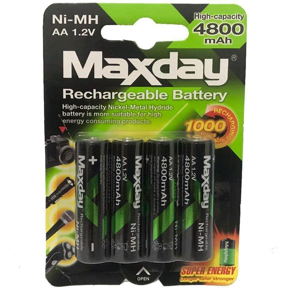 Kit 4 Pilhas Recarregáveis Aa 1.2V Maxday 4800Mah