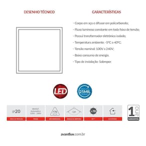 Painel Led Modular Emissão De Luz Neutra Avant 45w 4000k 625