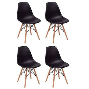 Kit 4 Cadeiras Eiffel Sala Jantar Cozinha Escritório Charles Eames Preta