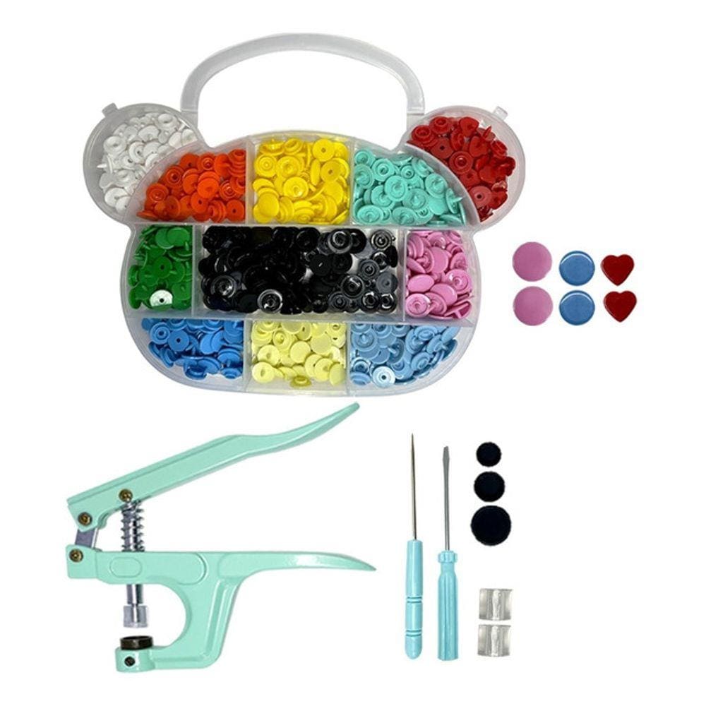Alicate Botão Pressão Ritas kit 120 Botões Coração 10 e 12mm