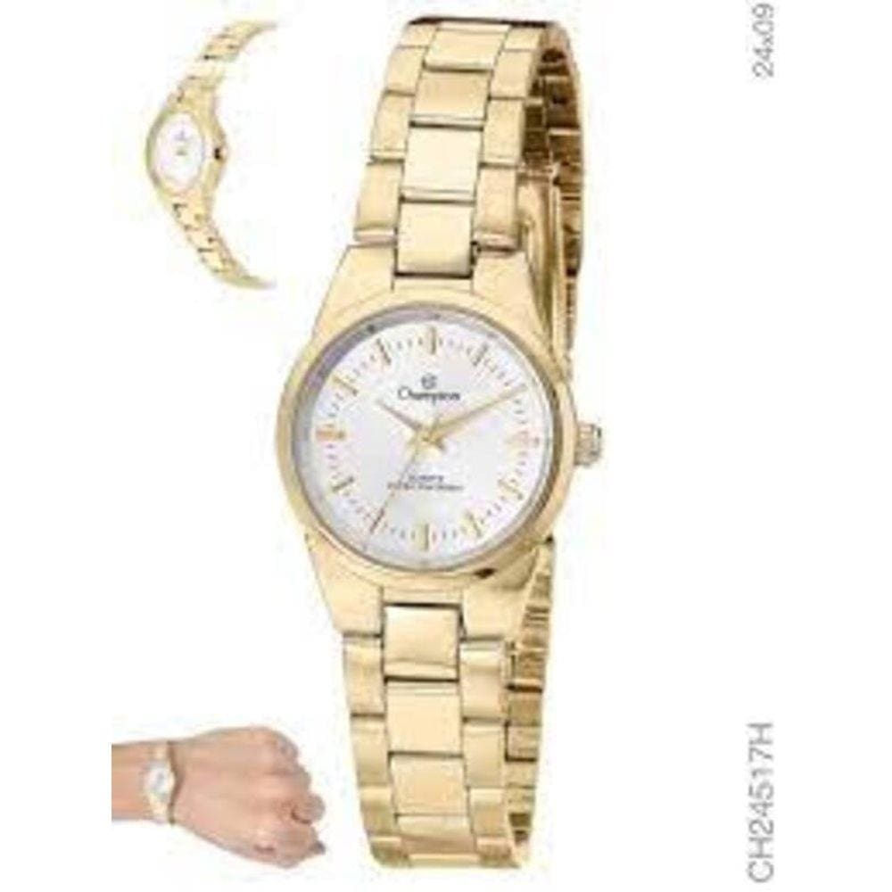 Relógio Champion Feminino Dourado Ch24517C Kit Semi Jóia