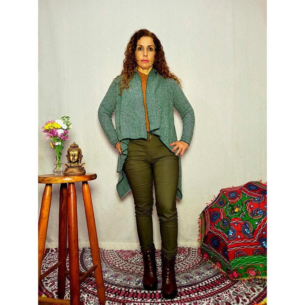 Cardigan Boho De Tricot Verde