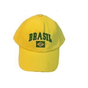 Boné da bandeira do Brasil Amarelo