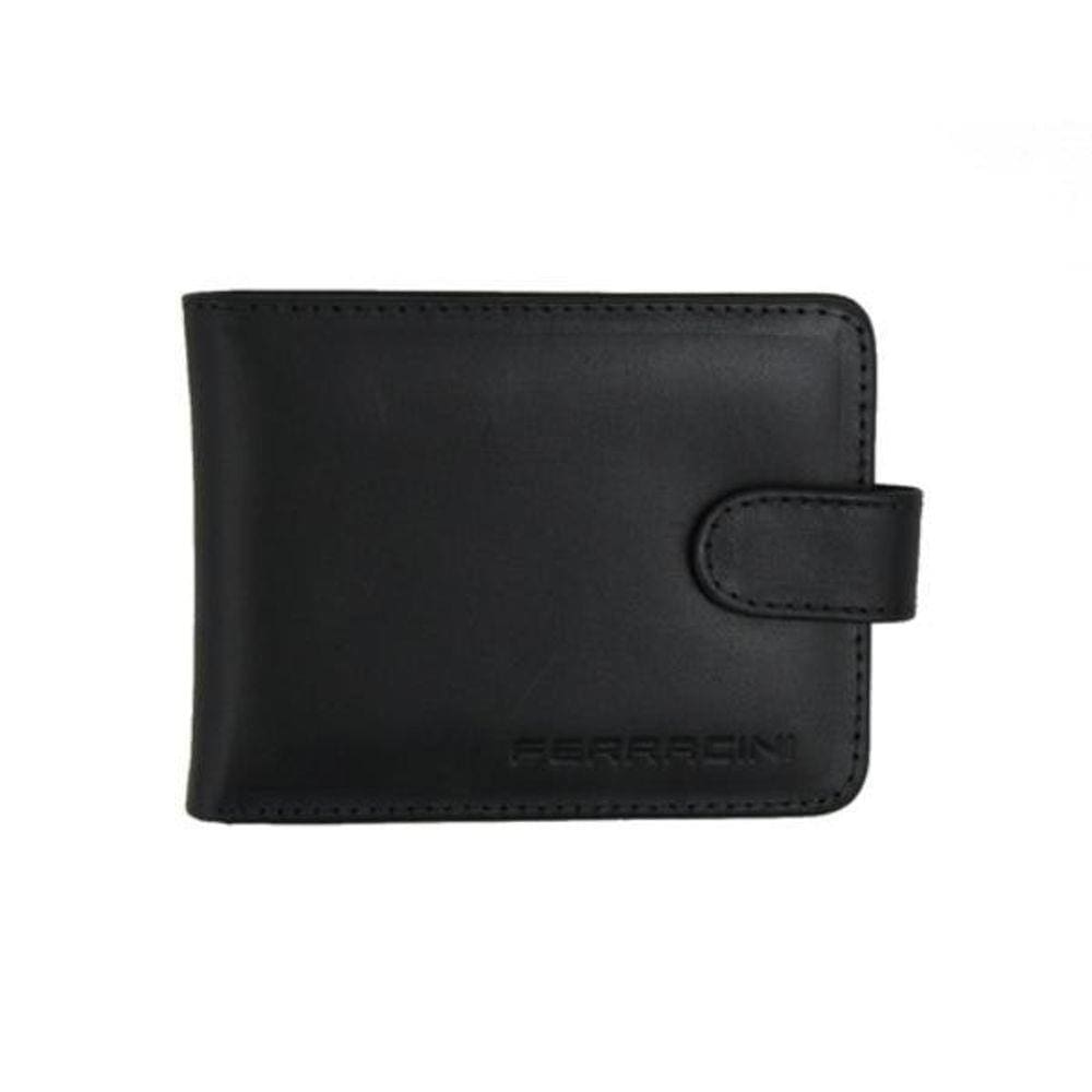 Carteira Ferracini Masculina Couro Com Botão Preta Cfb023