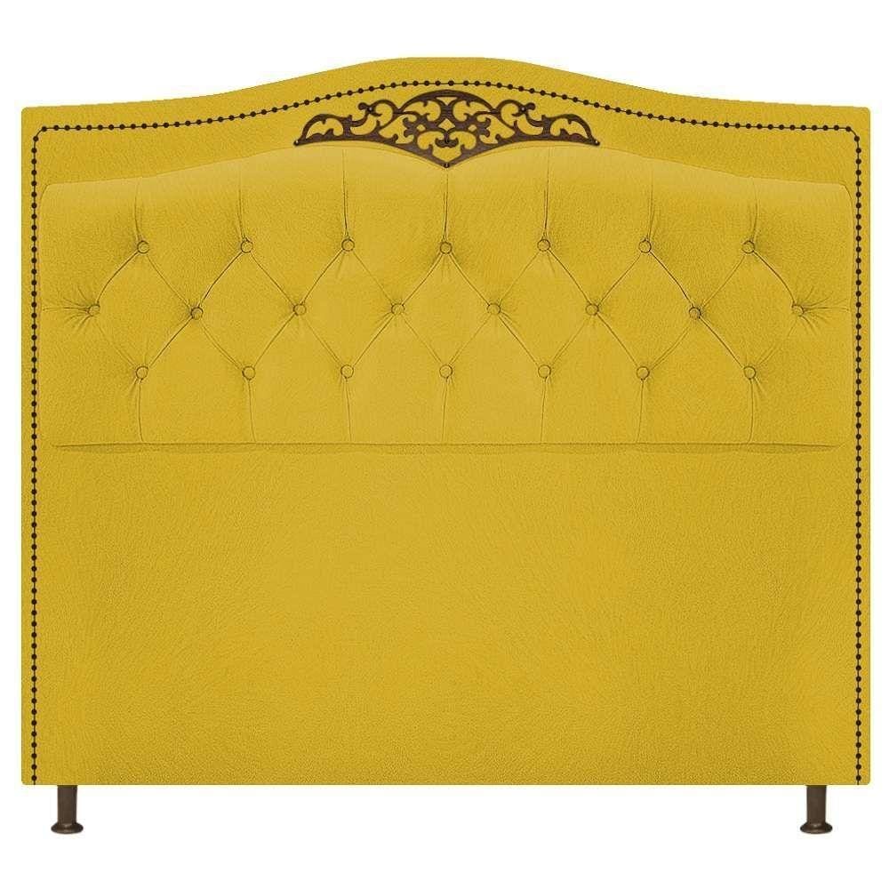 Cabeceira Estofada Yasmim 90 Cm Solteiro Suede Amarelo