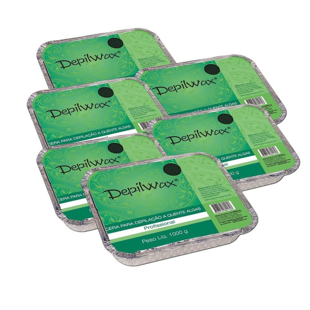 Kit 6 Ceras Depilatórias Barra Algas 1 Kg Depilwax