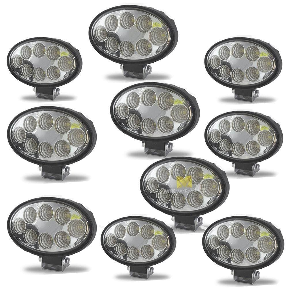 Kit 10 Farol De Milha Auxiliar Oval 8 Led Off-Road Caminhão