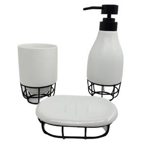 Kit 3 Peças Banheiro Lather De Cerâmica Suporte Wincy-Branco