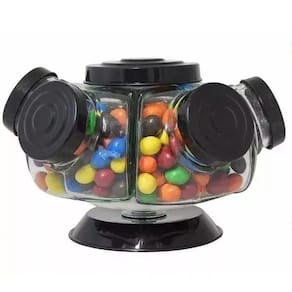 Baleiro Giratório Mini 5 Potes Bombonier cor Preta