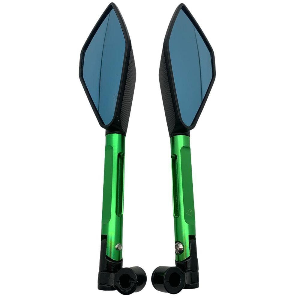 Par Espelho Retrovisor Esportivo Pentagonal Verde Motos