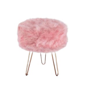 Puff Puff Para Decoração Sala De Estar Redondo Pelúcia Rosa