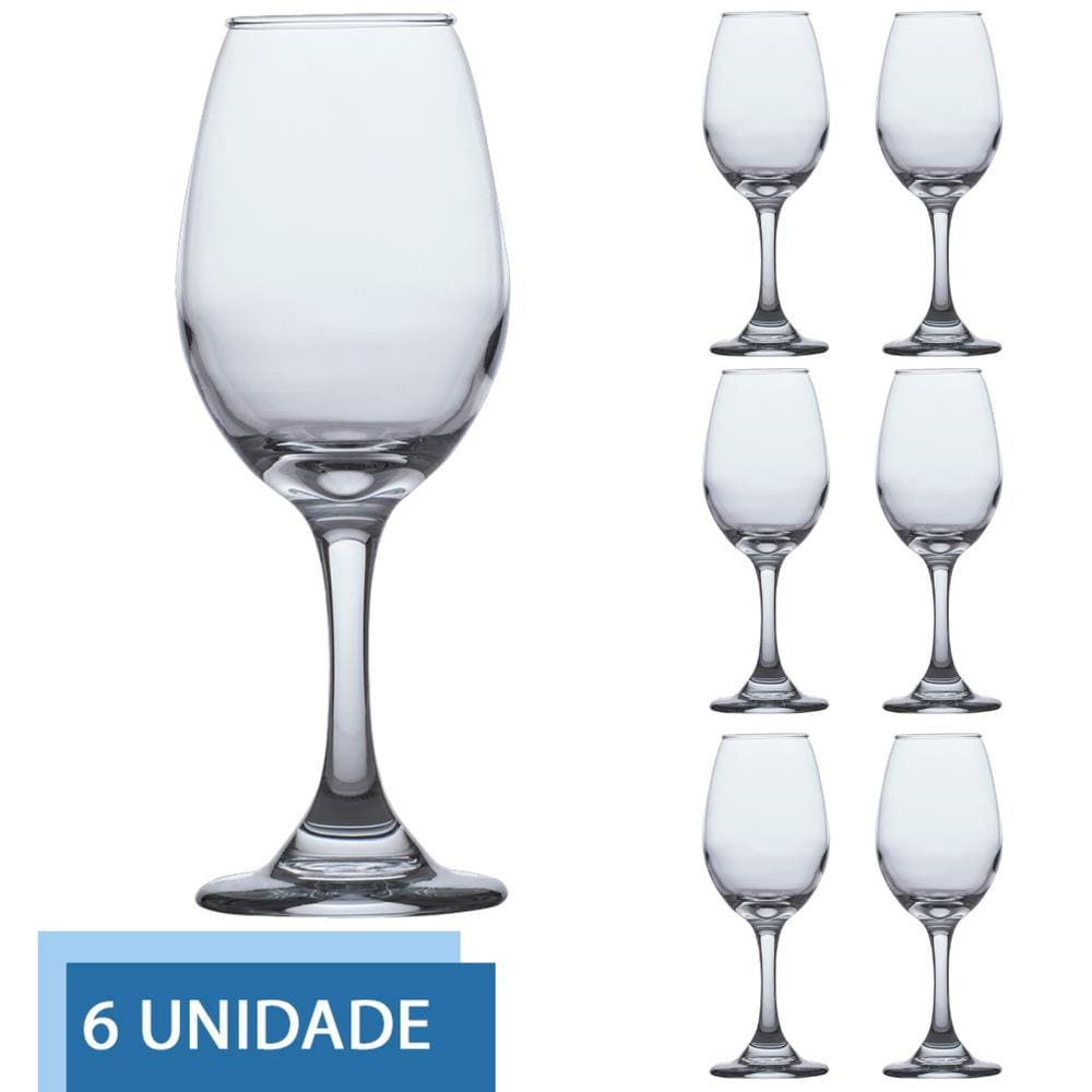 Jogo de Taças de Vidro Água E Vinho Tinto 318ml Luxo - 6 UN