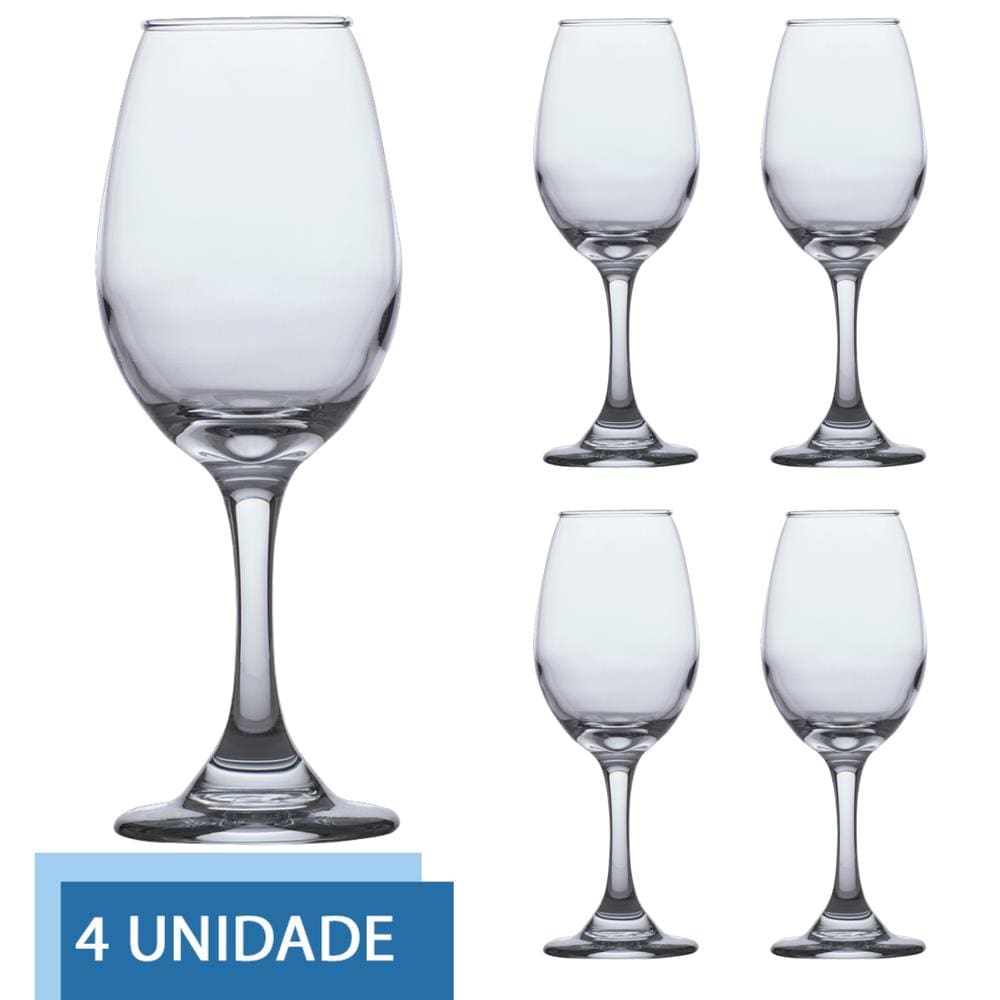 Jogo de Taças de Vidro Água E Vinho Tinto 318ml Luxo - 4 UN