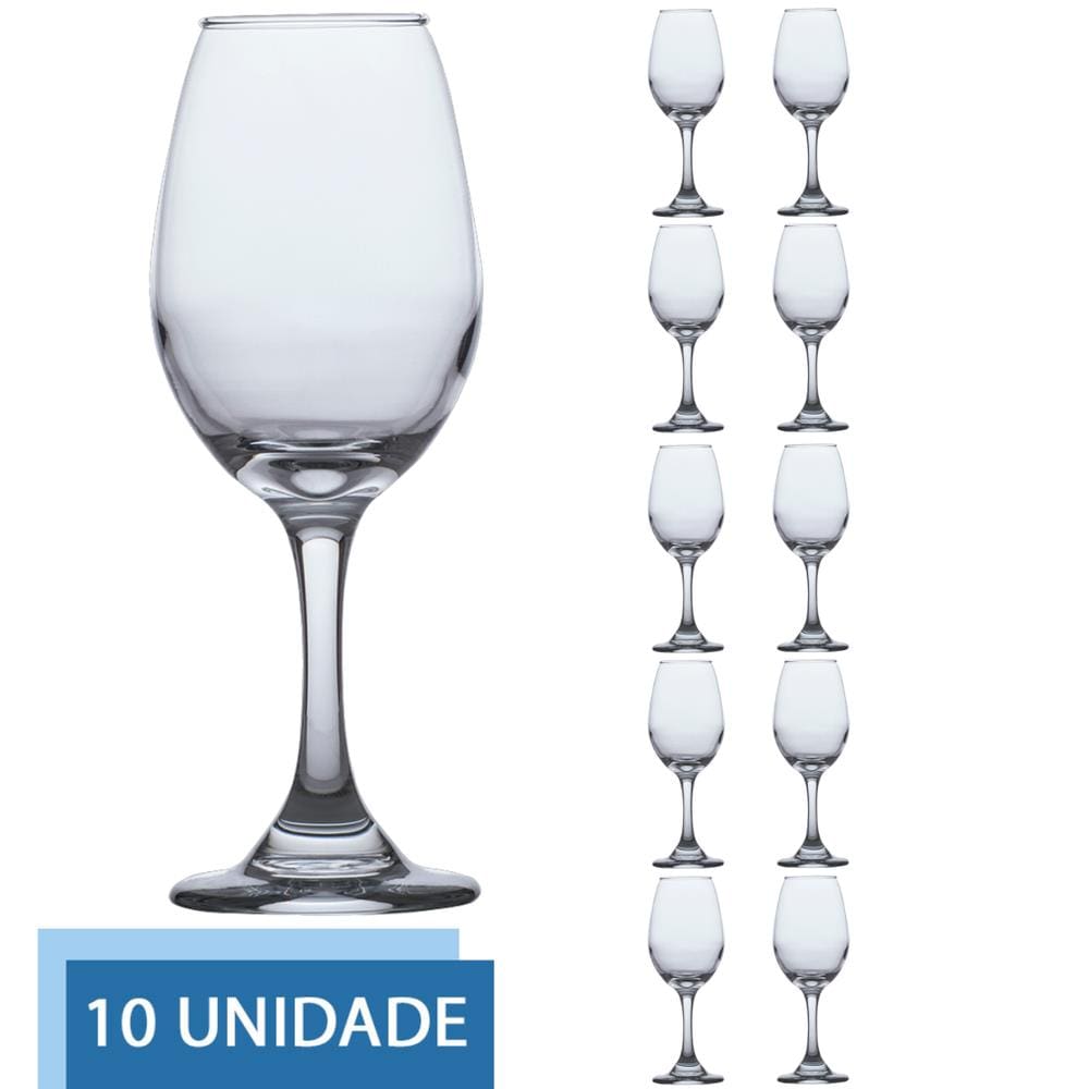 Jogo de Taças de Vidro Água E Vinho Tinto 318ml Luxo - 10 UN