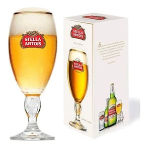 Taça de Cerveja com Borda Dourada em Vidro Stella 250ml