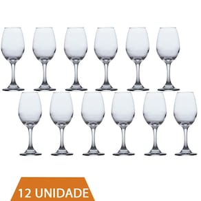 Conjunto Taças de Vidro 318ml Agua e vinho Tinto Luxo 12Un