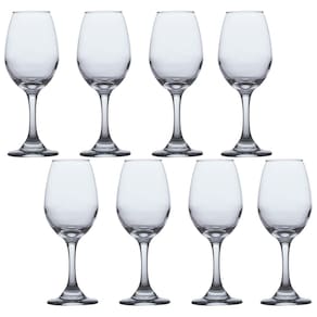 8 Taças de Vidro Resistente Vinho Tinto e Agua 318ml Luxo