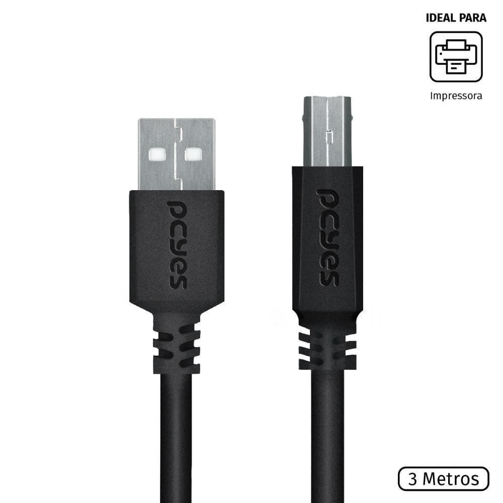 Cabo para Impressora Usb A 2.0 Macho para Usb B 2.0 Macho