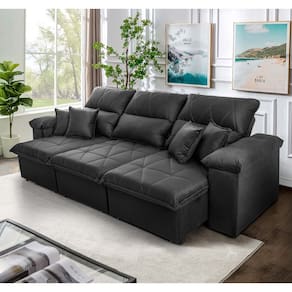 Sofá Retrátil Reclinável Trento 2,30m Suede Velut Cinza c/ Molas no Assento - King House
