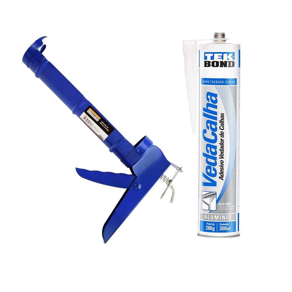 Kit Aplicador de silicone fechado Starfer + 1 Veda calha alumínio 280g Tekbond