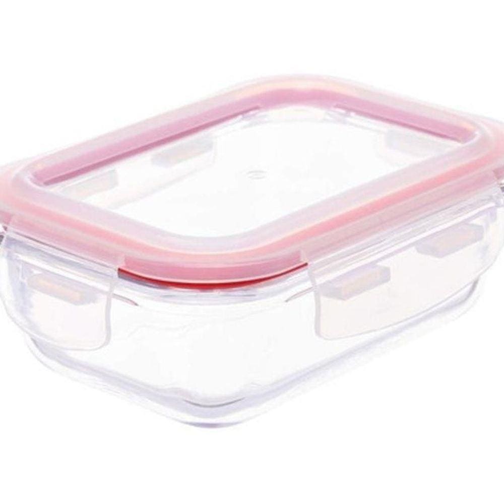 Pote Vidro Hermético Vermelho 370Ml - Em Casa Tem