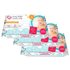 Lenço Umedecido Meu Bebê Minha Vida 40 Unidades | Kit com três unidades
