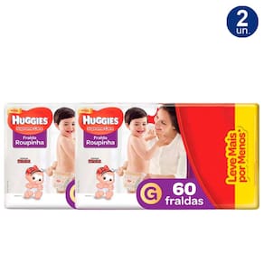 Kit 2X 60 Fraldas Fralda Roupinha Huggies Supreme Care Tamanho G Pacote Hiper Descartáveis