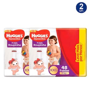 Kit 2X 48 Fraldas Fralda Roupinha Huggies Supreme Care Tamanho XXG Pacote Hiper Descartáveis