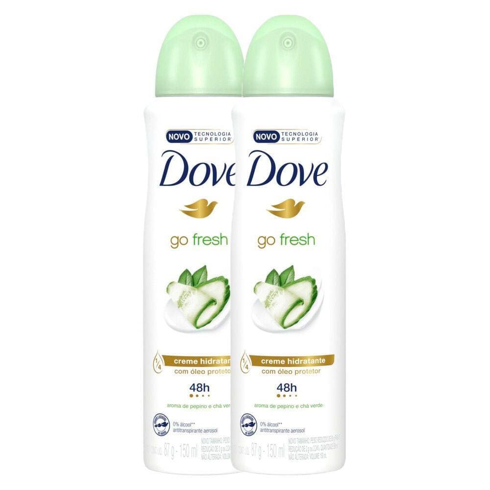 Kit 2X Desodorante Antitranspirante Aerosol Dove Go Fresh Pepino e Chá Ve