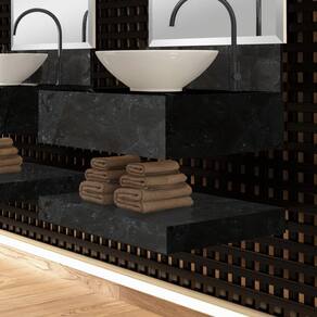 Prateleira em Porcelanato Técnico Polido Para Banheiro 60cm Max Blu Akira Black