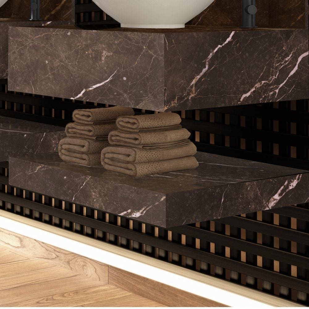 Prateleira em Porcelanato Técnico Polido para Banheiro 60cm Max Blu Trufa