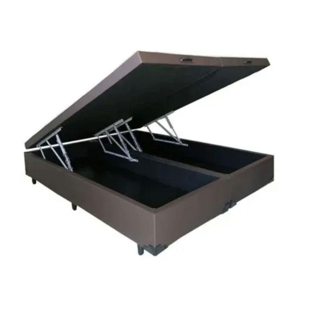 Cama Box Baú Queen Com 30cm De Profundidade -BLINDADO Corino Marrom