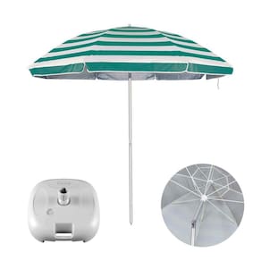 Kit Guarda Sol Alumínio Articulado 2,60 Metros Listrado + Base Plástica Branco - Mor