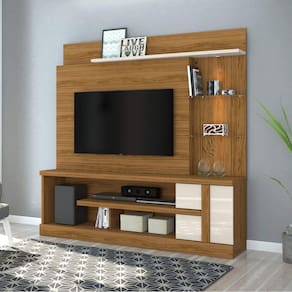 Estante Home Theater para TV até 55 Polegadas Alan Madetec Naturale/Off White