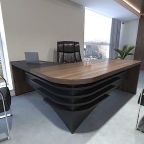 Mesa Tamburato Diretor em L Artany Charuto/Preto
