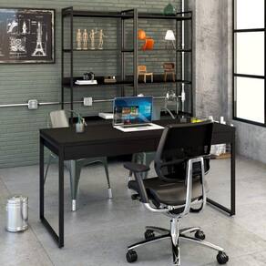 Mesa para Escritório 150cm 2 Gavetas Kuadra Compace Preto Onix