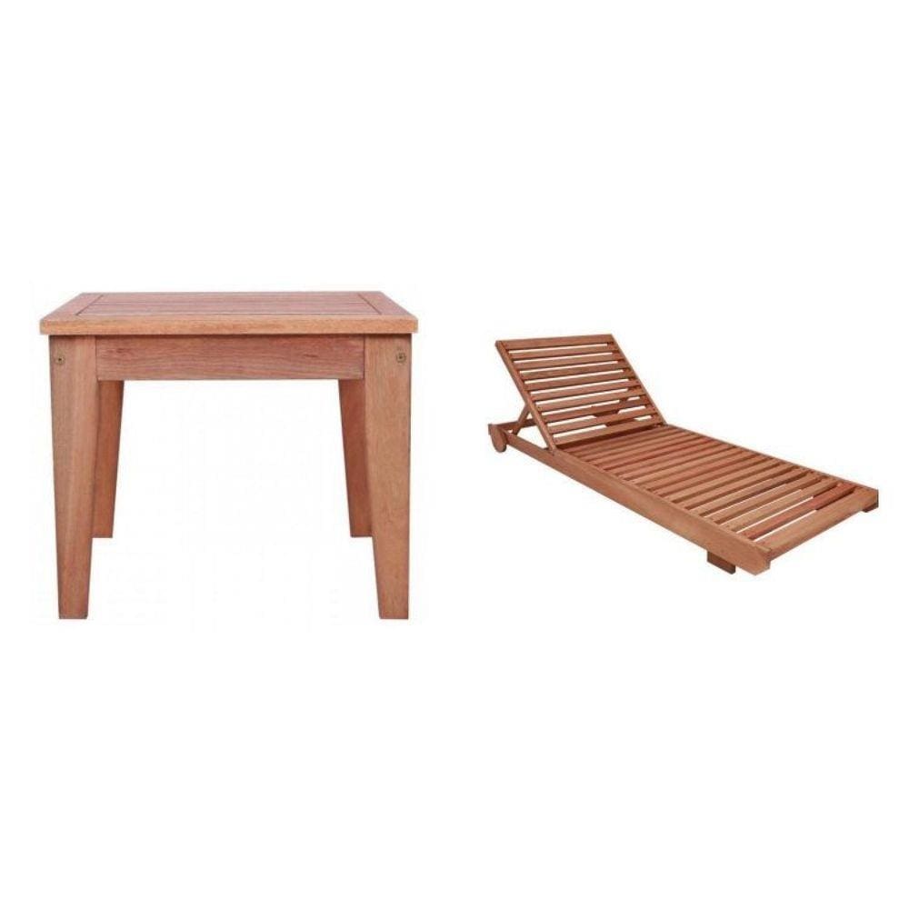 Conjunto Espreguiçadeira Roma e Mesa de Centro Roma Cedro Rosa Madeira