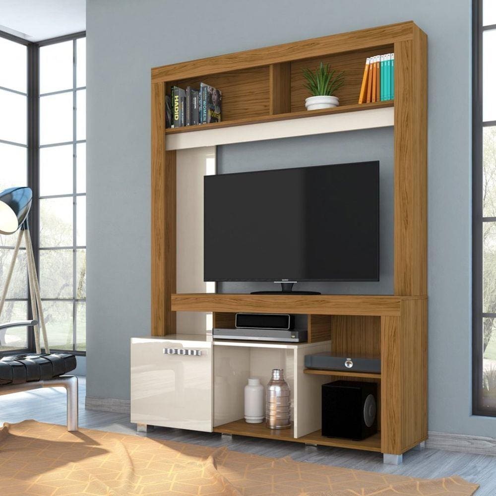 Rack para TV até 50 Polegadas 1 Porta Flavia Madetec Naturale/Off White