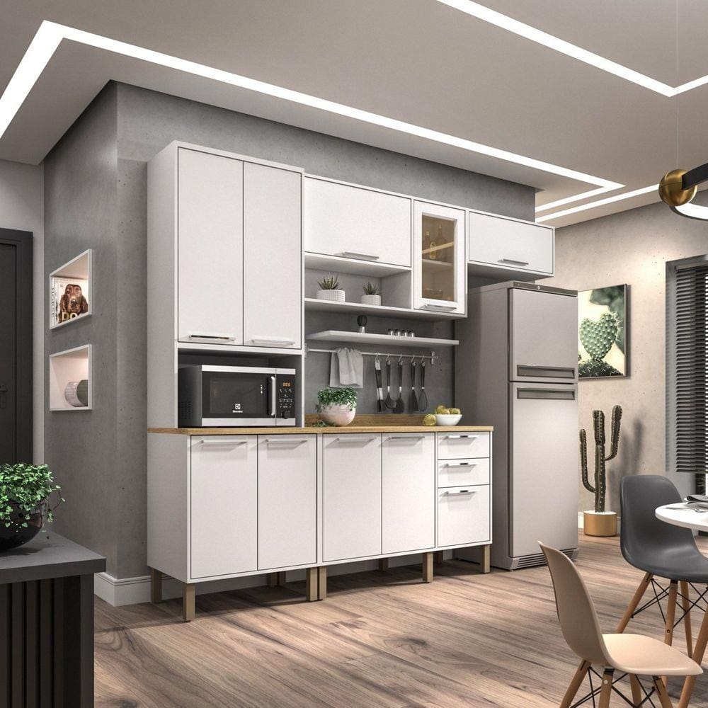 Cozinha Compacta 4 Peças 10 Portas 2 Gavetas Montreal Sallêto Móveis Branco