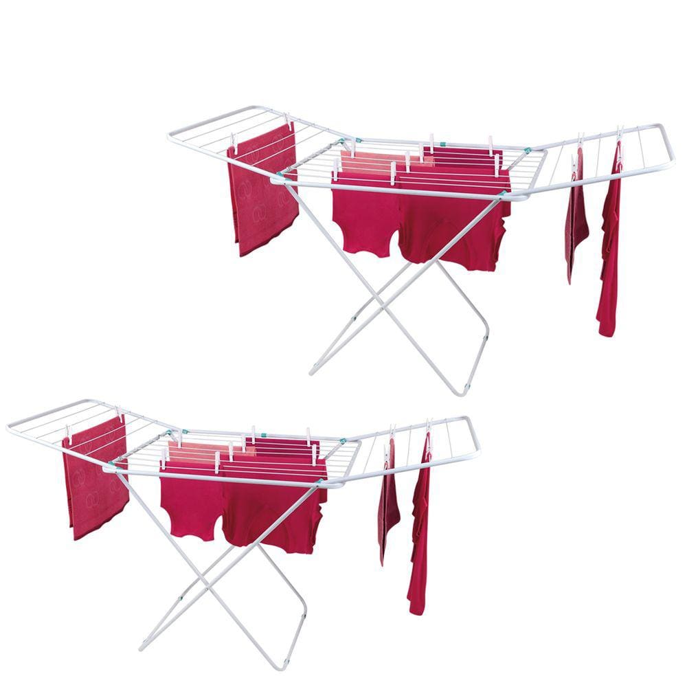 Kit 2 Varal Chão Com Abas 174x95cm Aço Dobrável Roupa Apartamento Lavanderia - Mor
