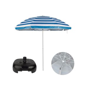 Kit Guarda Sol Alumínio Articulado 2,60 Metros Listrado + Base Plástica Preto - Mor