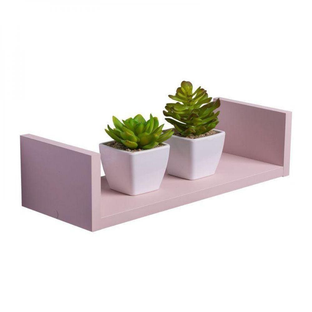 Prateleira U 30 x 15cm Rosa Claro Invisível